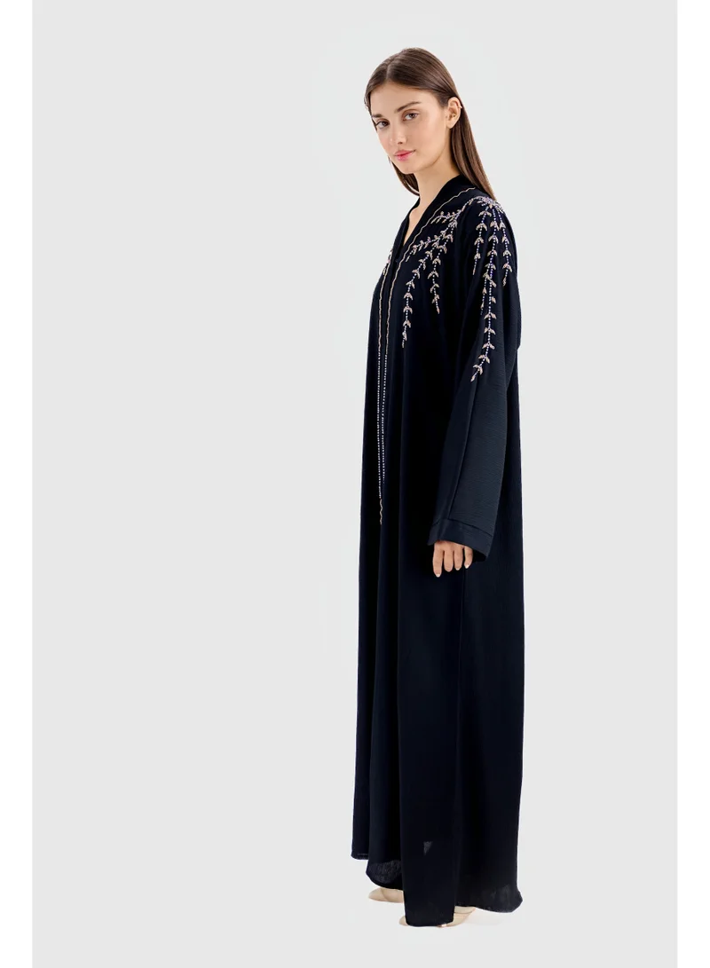 Ophelia Black LIORA Women’s Luxury Abaya – Elegant Black Open Abaya with Premium Fabric, Modest Islamic Wear for Daily & Occasion Use for Women | Best Price UAE